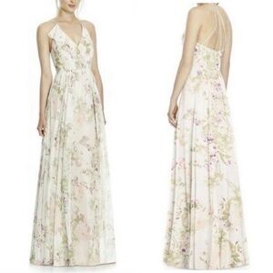 Jenny Yoo Pink Blush Garden Floral Maxi Gown SZ 10